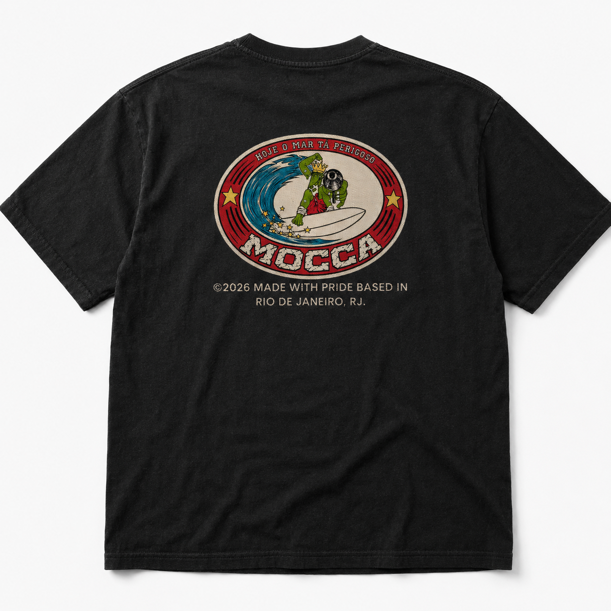 Costas da camiseta Mocca Surf Mar Perigoso